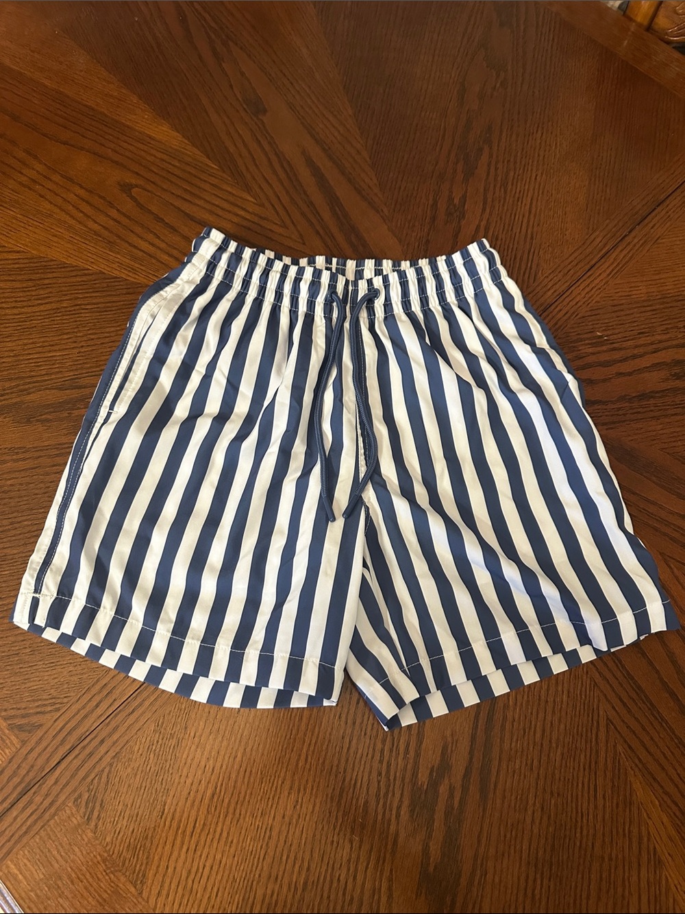 Men’s Caribbean Navy and White Vertical Stripe Swim Shorts